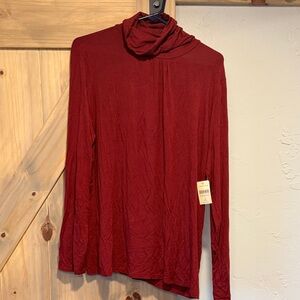 Coldwater Creek Burgundy Ruched Turtleneck